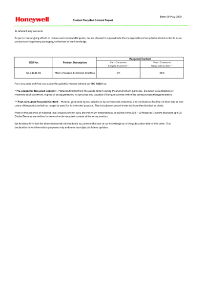 S4-34440-02 Recycled Content Declaration
