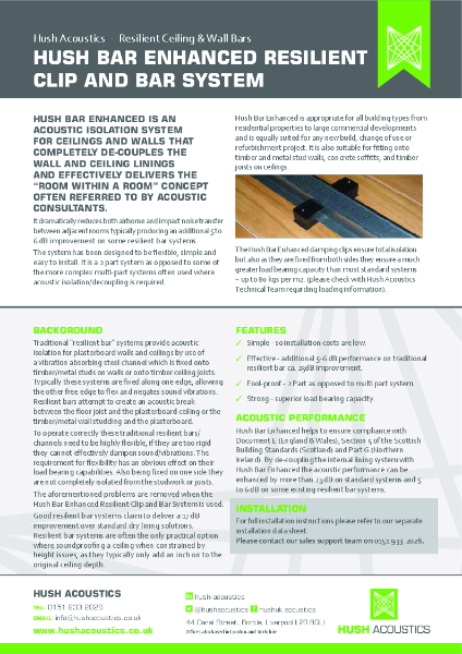 Hush Bar Enhanced Resilient Clip and Bar System