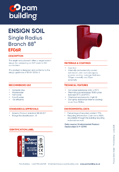 EF06R - Single Radius Branch x 88°