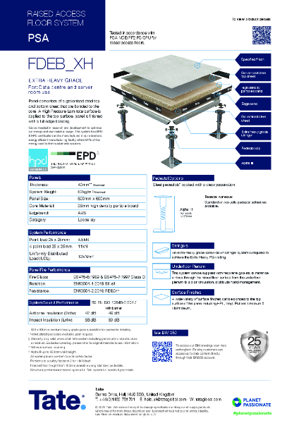 Tate FDEB_XH Raised Access Flooring Datasheet