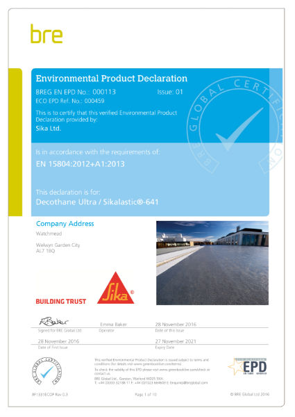 Sika Roofing EPD-BRE-en-Decothane Ultra