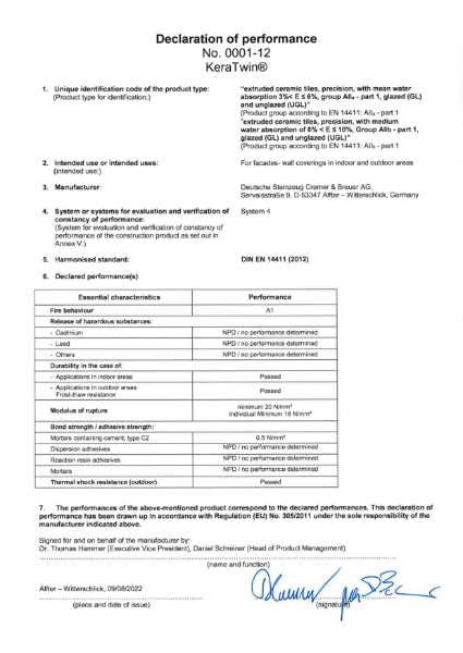 KeraTwin Declaration of Performance - No 0001-12 (pt1)