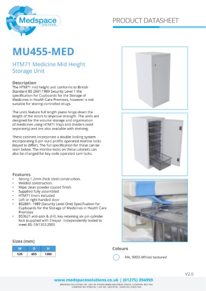 MU455-MED - HTM71 Medicine Mid Height Storage Unit