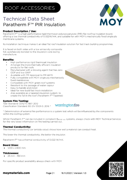 MOY Paratherm F™ PIR Insulation