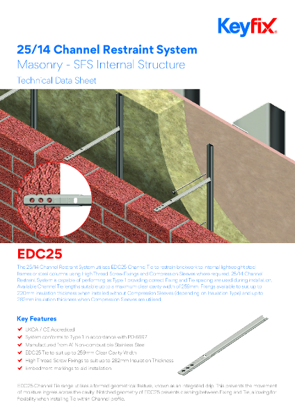 Keyfix 25/14 Channel Restraint System: Masonry - SFS Internal Structure
