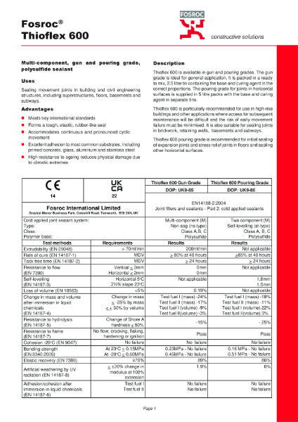 Thioflex 600 Technical Datasheet