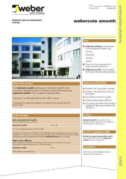 webercote smooth - Technical datasheet