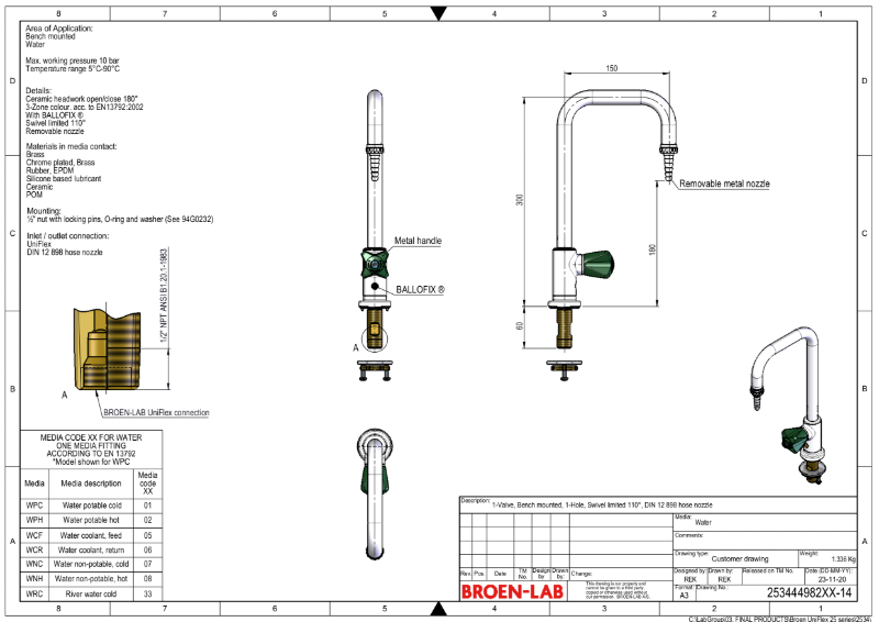 Table mounted laboratory water tap TDS