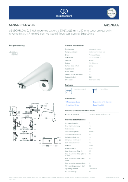 Datasheet - A4178AA SENSORFLOW 21