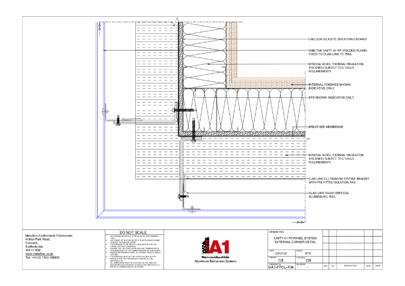 UNITY A1 FP-T04 EXTERNAL CORNER Technical Drawing