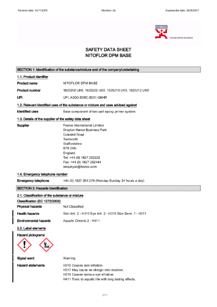 Fosroc Nitoflor DPM Safety Data Sheet