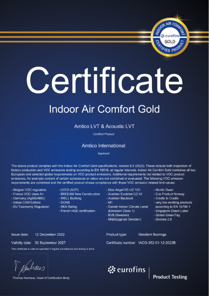 Indoor Air Comfort Gold - Signature, Spacia & Form LVT including Bio
