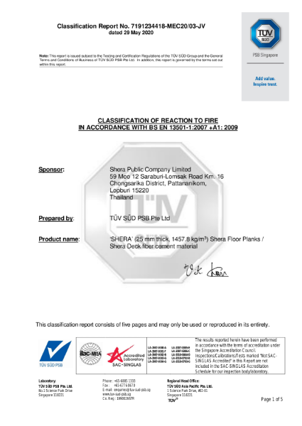 TÜV SÜD: 7191234418-MEC20/03-JV - A2-s1, d0, in accordance with BS EN 13501-1: 2007 +A1:2009