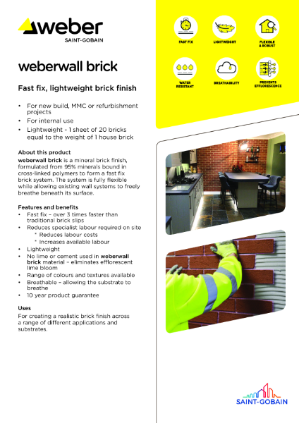 weberwall brick (Internal) - Technical datasheet