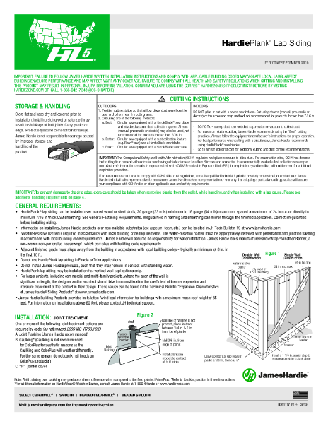 HardiePlank ® - Instructions