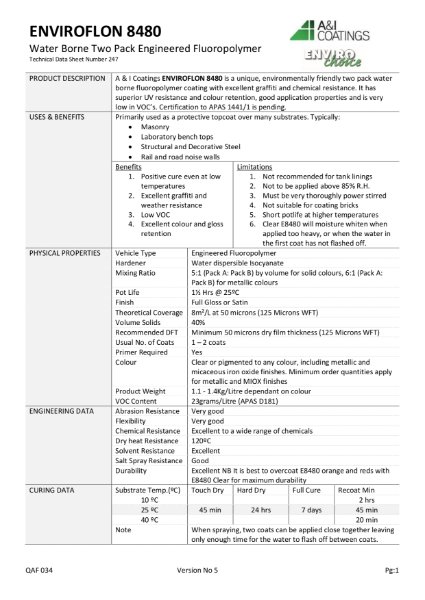 Enviroflon 8480 Technical Data Sheet