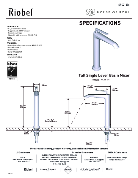 Venty Tall Single Lever Basin Mixer - PDS