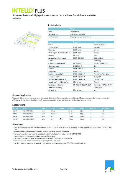 Intello Plus Technical Datasheet
