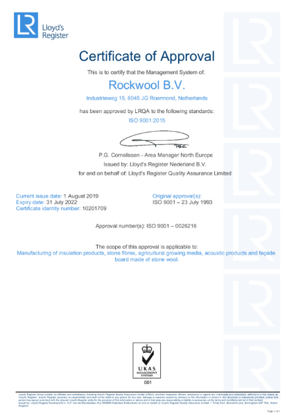 Rockpanel ISO 9001 Certificate of Approval
