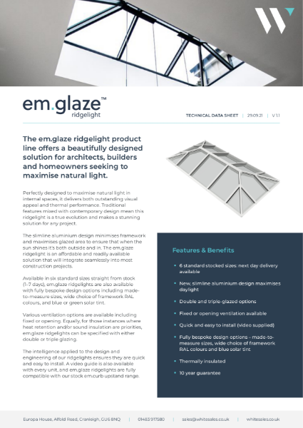 em.glaze Modular Ridgelight Datasheet