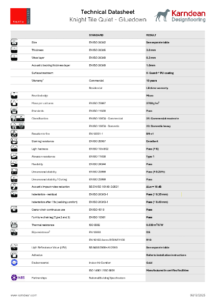 Knight Tile Quiet - Data Sheet