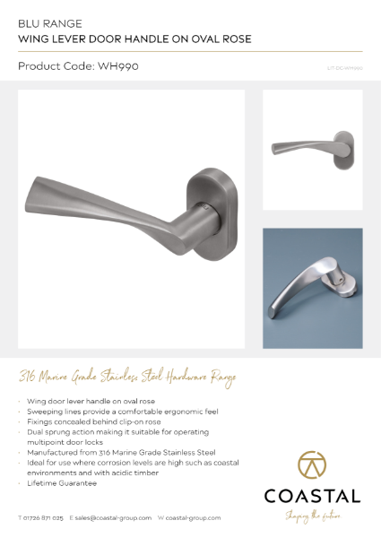 BLU™ - WH990 Wing Lever Door Handle Data Card