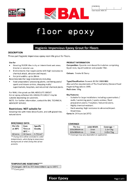 BAL Floor Epoxy - Technical Datasheet