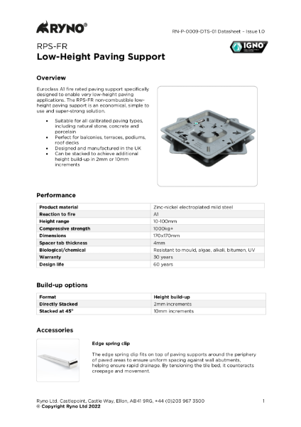 RPS-FR Paving Support - Datasheet