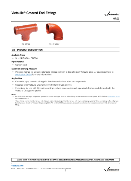 Victaulic® Grooved End Fittings | Victaulic | NBS Source