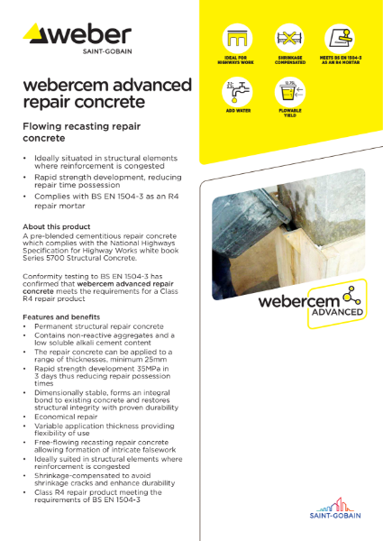 webercem advanced repair concrete