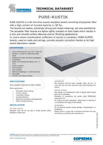 PURE-KUSTIK - Technical Data Sheet