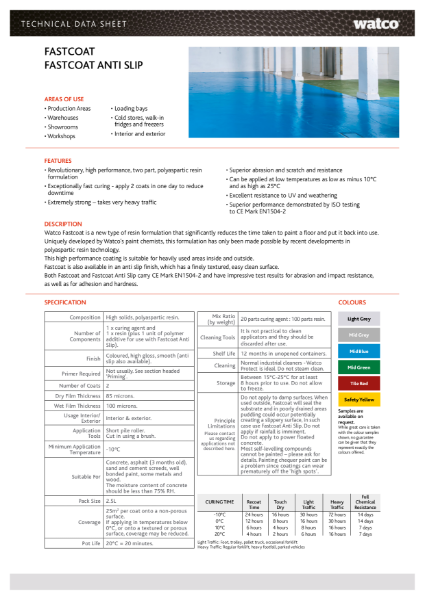 Data Sheet: Fastcoat Range