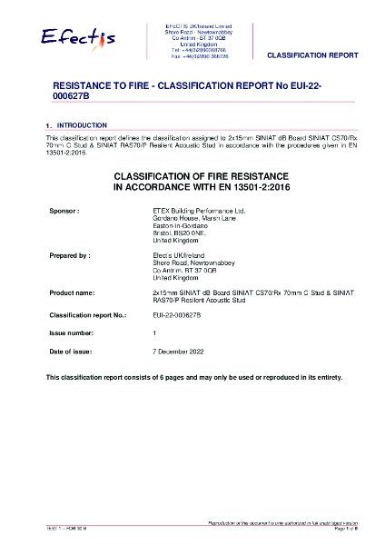 Fire classification report EUI-22-000627B