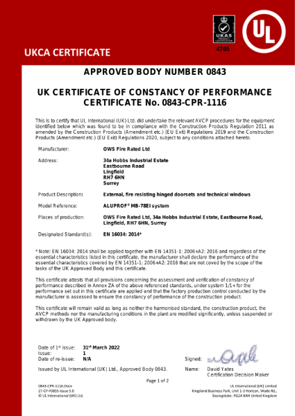 UKCA Certificate