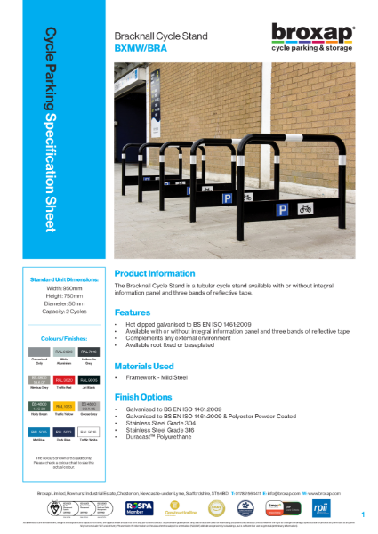 Bracknall Cycle Stand Specification Sheet
