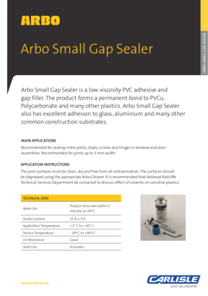 ARBO Small Gap Sealer Data Sheet