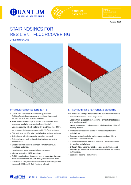 Stair Nosings for Resilient Flooring Product Datasheet