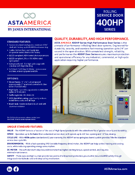 400HP Series High Performance Door System Product Brochure