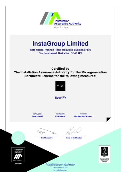 MCS Certificate Solar PV