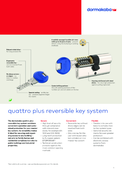 Quattro plus reversible key system