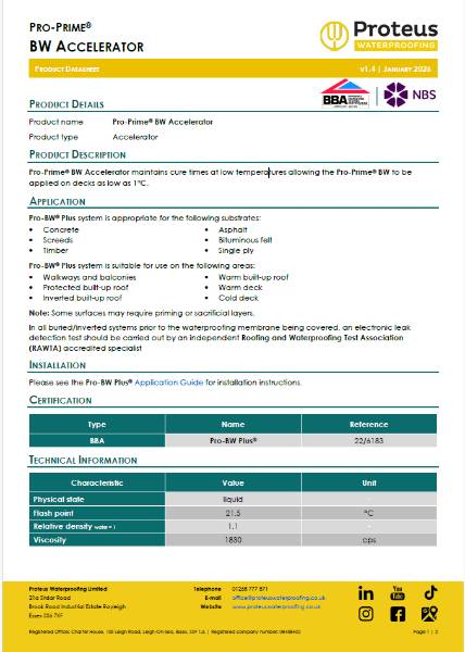 Product Data Sheet - Pro-Prime® BW Accelerator