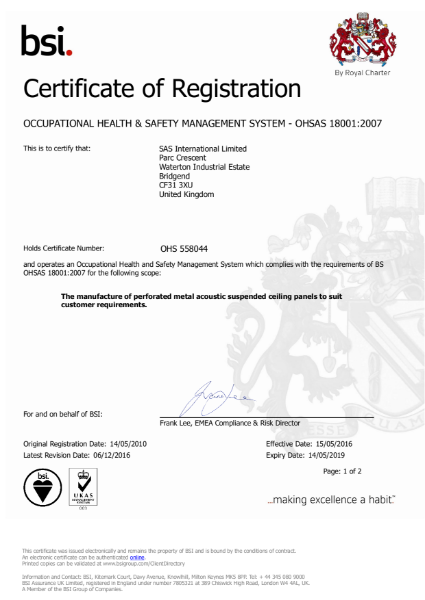 ISO 18001 Certificate