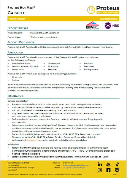 Product Data Sheet - Proteus Hot Melt® Capsheet