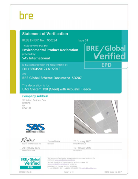 SAS130 Acoustic Fleece EPD