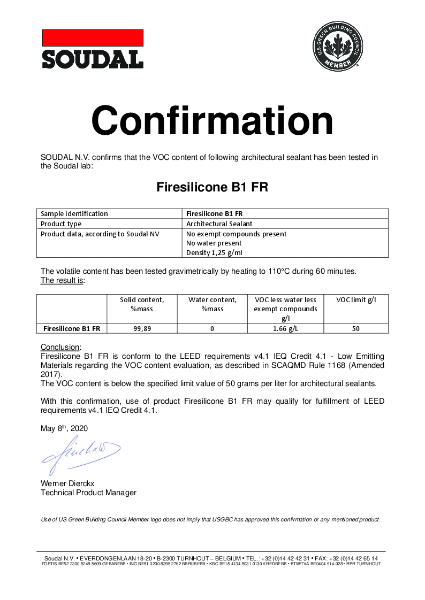 LEED v4.1 - Fire Silicone B1 FR