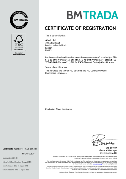 BMTRADA Certificate of Registration