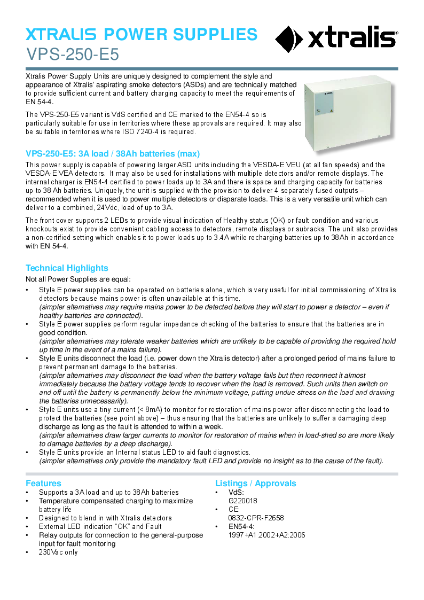 XTRALIS E5 Power Supply Units