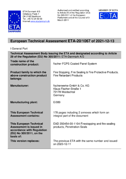 European Technical Assessment ETA-20/1067