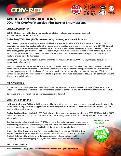 Application Instructions Original Formula CON-RFB