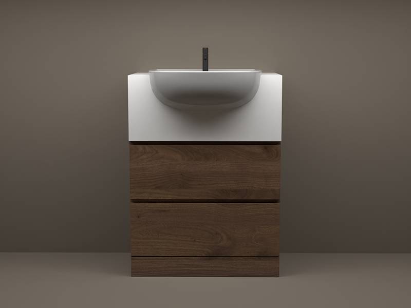 Floor Standing Solid Surface Vanity with Bespoke Cabinet  - Vanity Unit